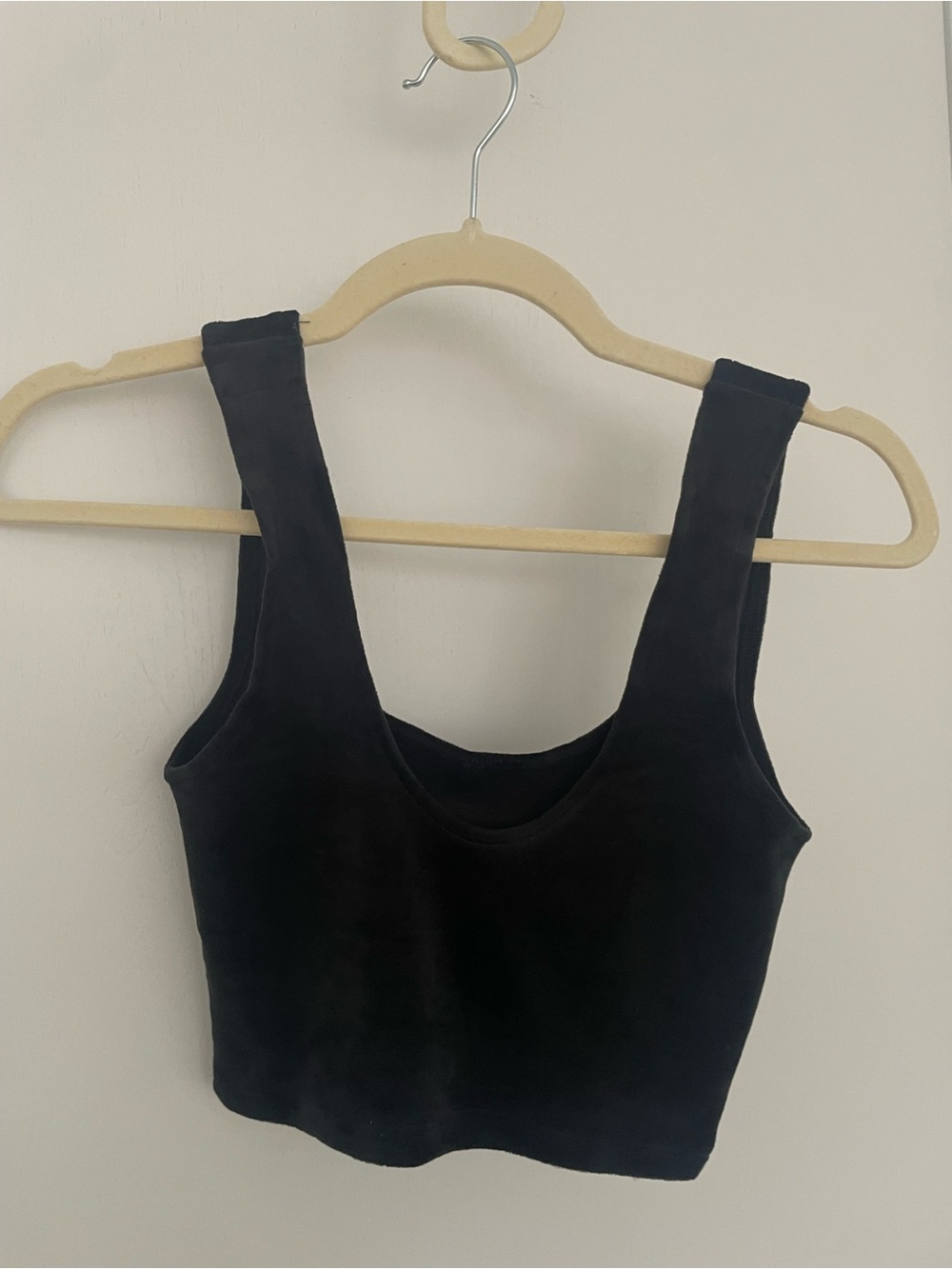 Colsie Black Velvet Cropped Tank reversible square or scoop neck